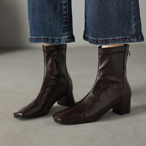 Magnolia - Women's Block-Heel Leather Boots