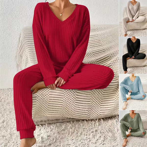 Theodosia - Women's Ribbed Two-Piece Lounge Set