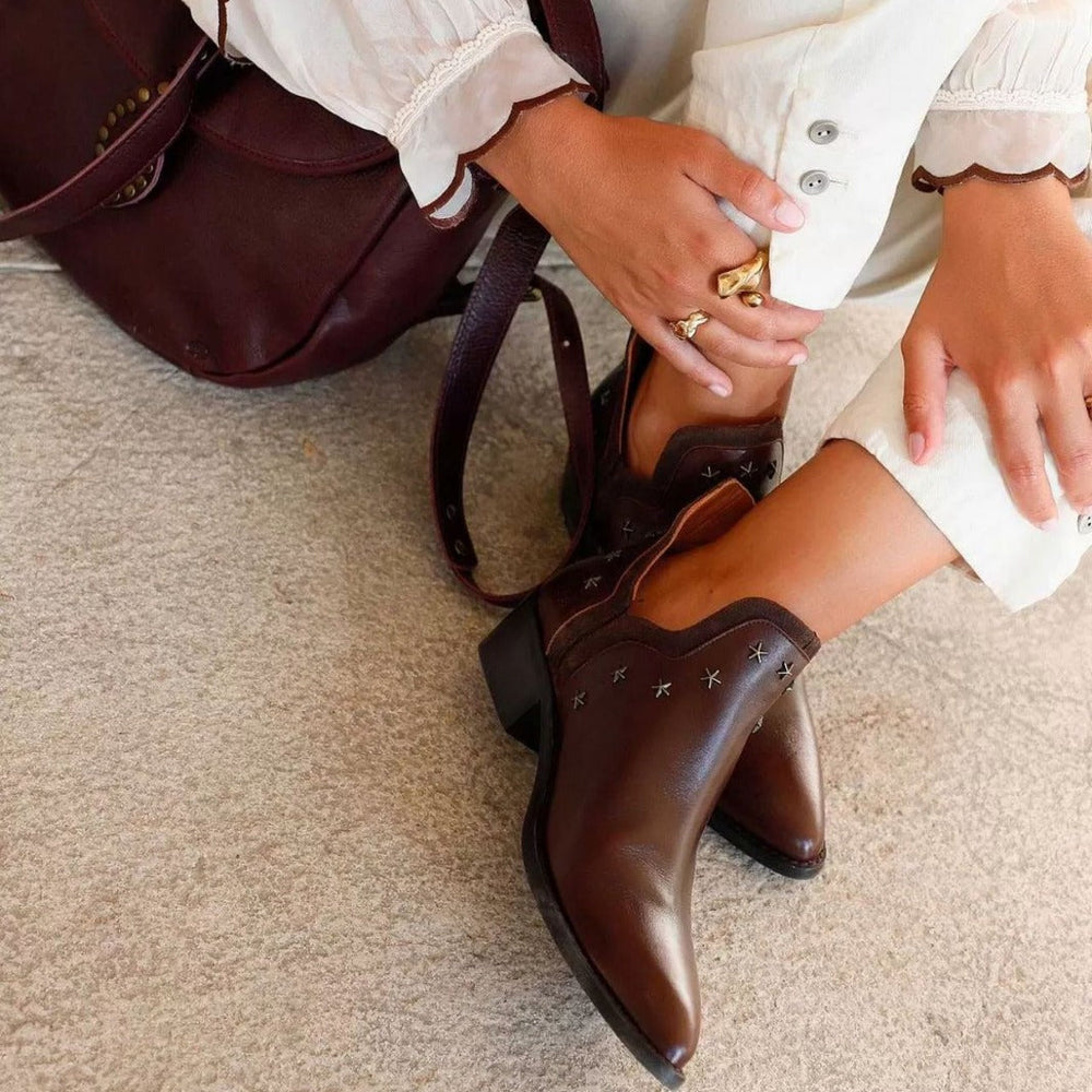 Nadine - Women's Studded Cowboy Ankle Boots