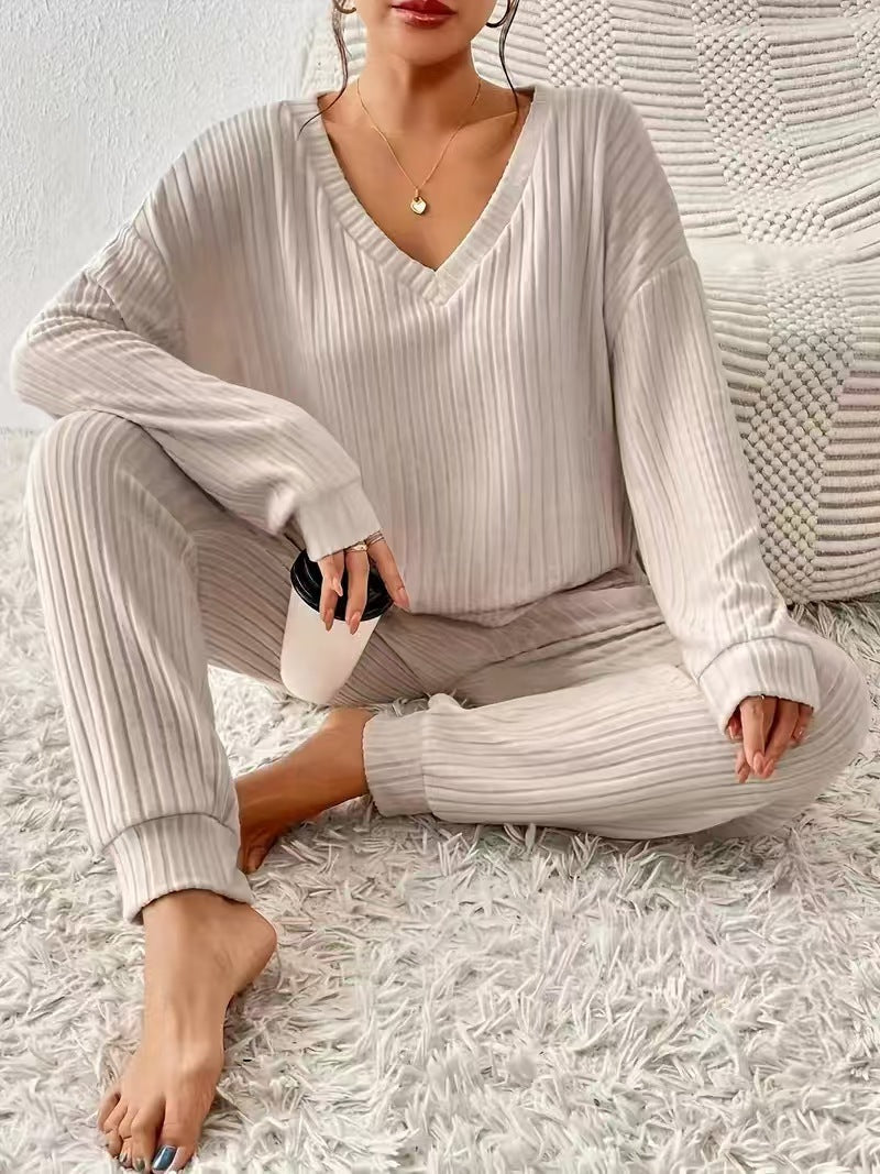 Theodosia - Women's Ribbed Two-Piece Lounge Set