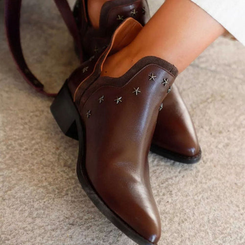 Nadine - Women's Studded Cowboy Ankle Boots