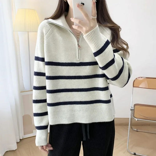 Rowena - Women's Cozy Half-Zip Knitted Sweater