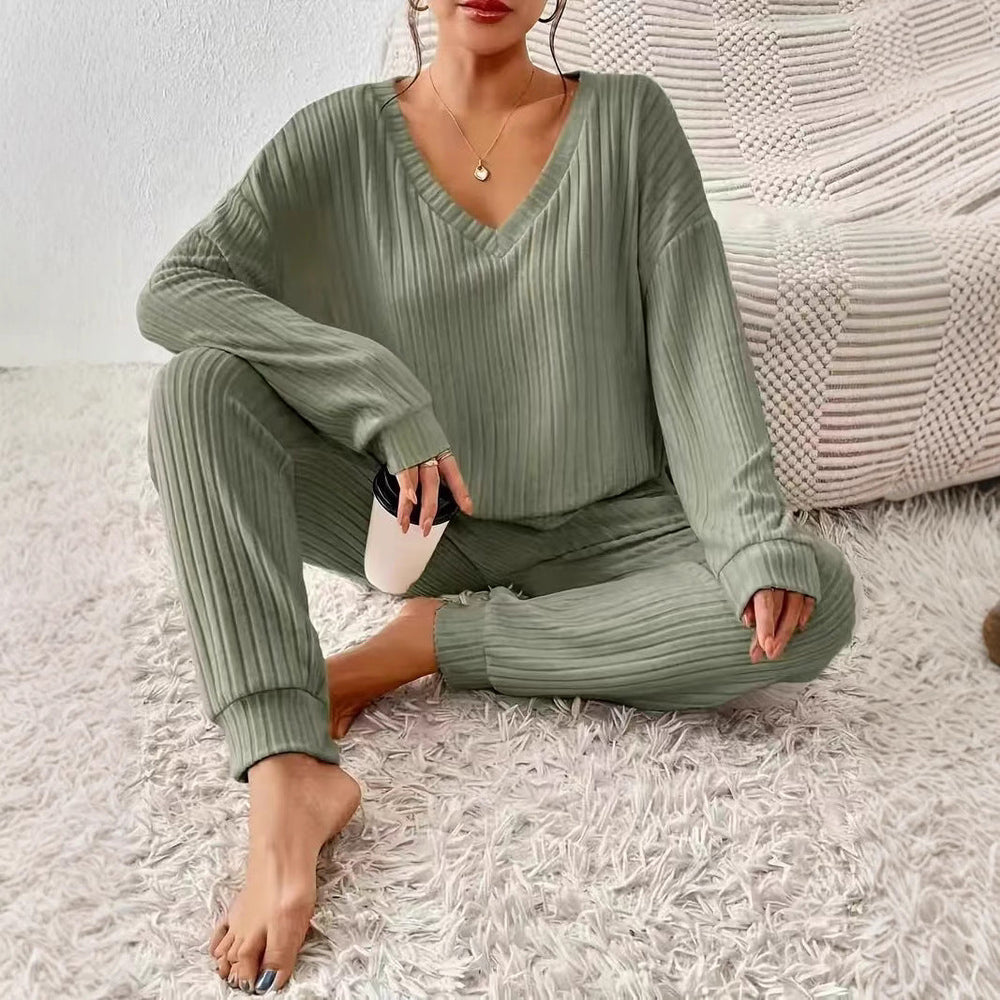 Theodosia - Women's Ribbed Two-Piece Lounge Set