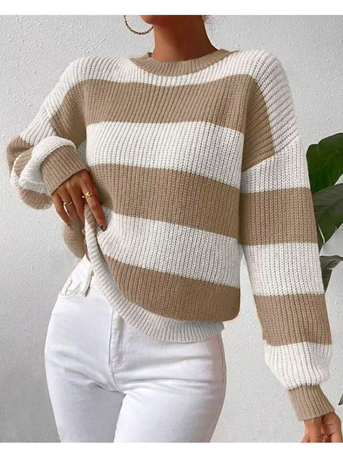 Hollis - Women's Striped Crewneck Knitted Sweater
