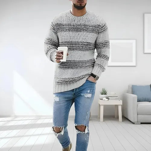 Edmund - Men's Striped Crewneck Sweater