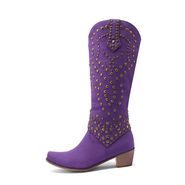 Orla | Women's Studded Knee High Boots Heeled Tall