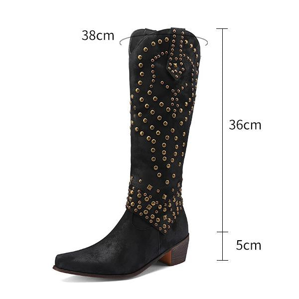 Orla | Women's Studded Knee High Boots Heeled Tall