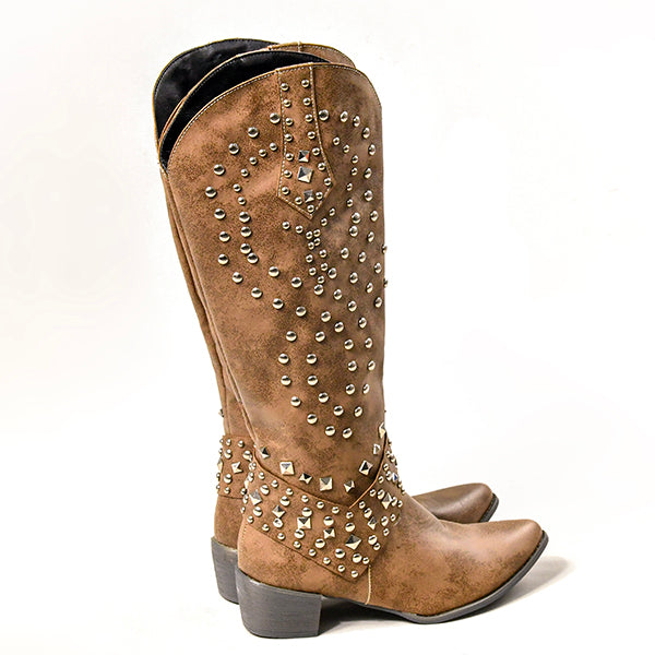 Orla | Women's Studded Knee High Boots Heeled Tall