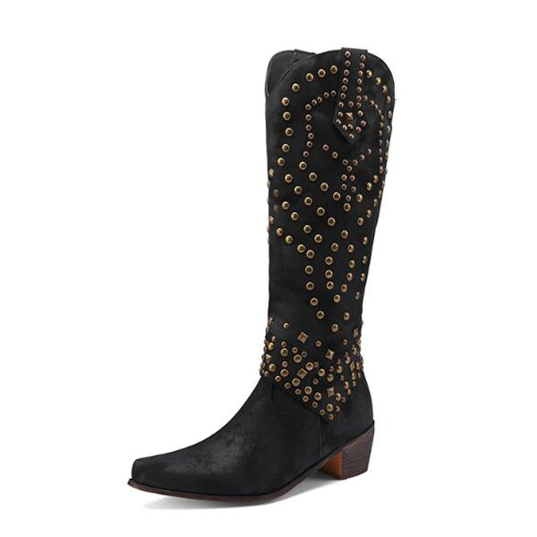 Orla | Women's Studded Knee High Boots Heeled Tall