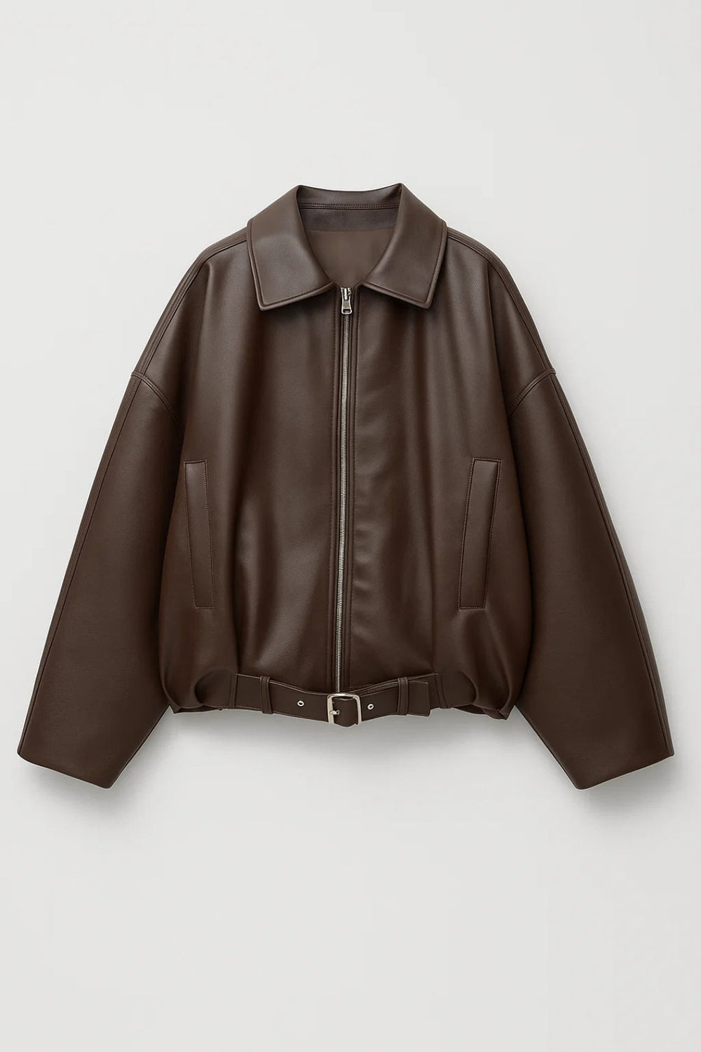 Astrid - Women's Oversized Belted Leather Jacket