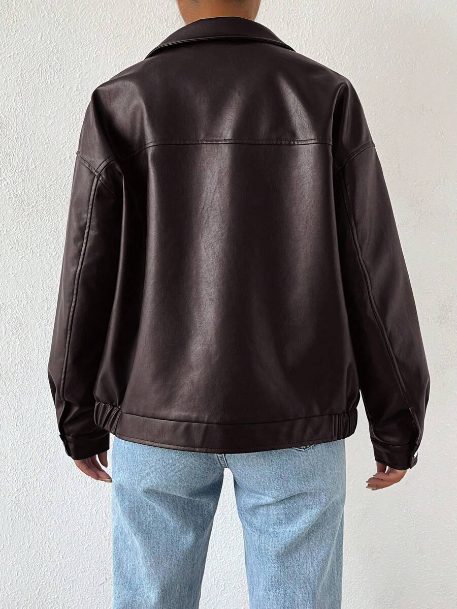 Adelaide - Women's Drop-Shoulder Oversized Leather Jacket