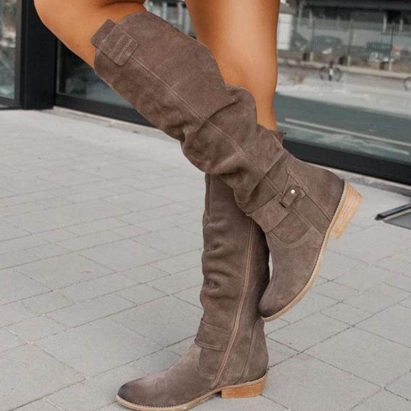 Persephone | Women's Suede Knee High Boots Warm Tall