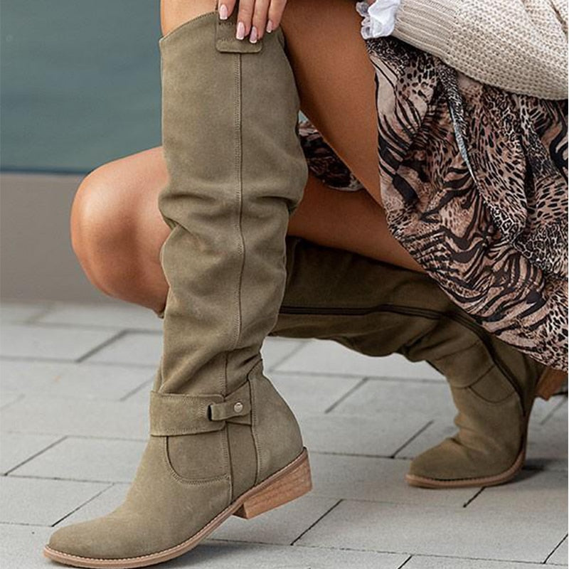 Persephone | Women's Suede Knee High Boots Warm Tall