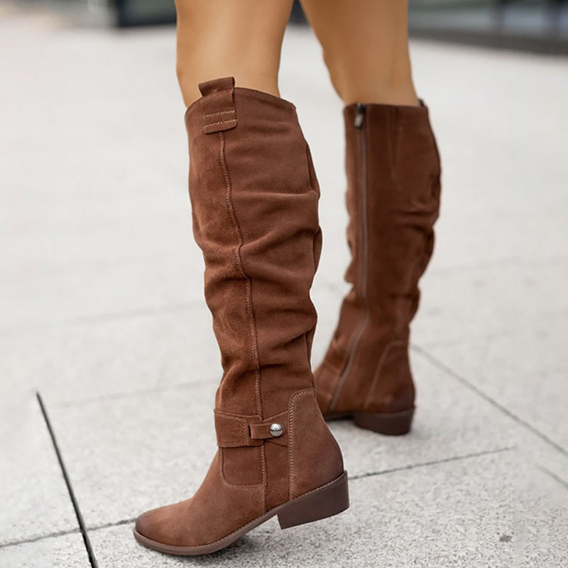 Persephone | Women's Suede Knee High Boots Warm Tall