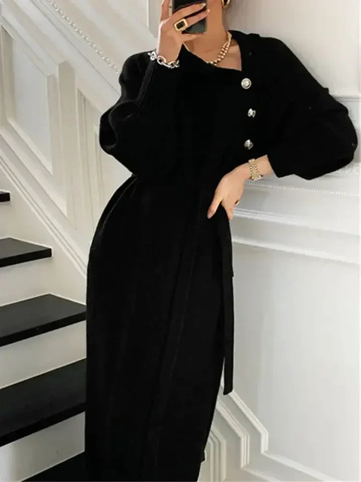 Petra | Women's Belted Sweater Dress Knitted Long