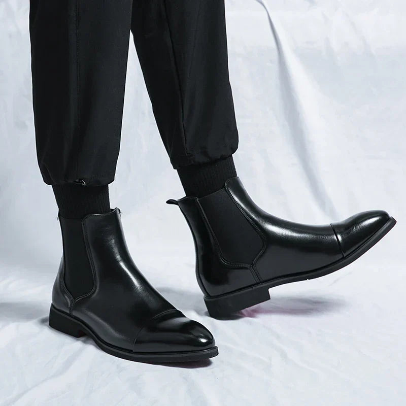 Landon - Men's Glossy Red-Sole Chelsea Boots