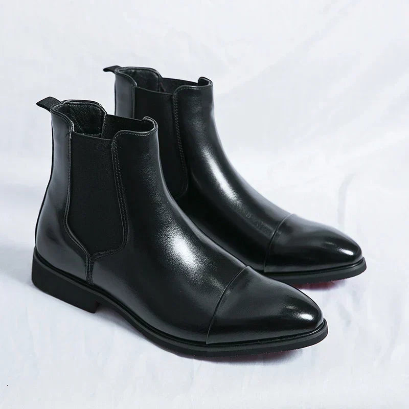 Landon - Men's Glossy Red-Sole Chelsea Boots