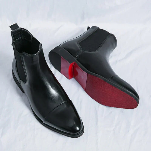 Landon - Men's Glossy Red-Sole Chelsea Boots