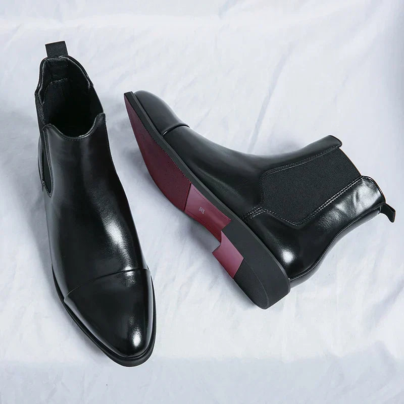 Landon - Men's Glossy Red-Sole Chelsea Boots