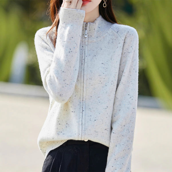 Saoirse | Women's Funnel Neck Zip Up Sweater Knitted