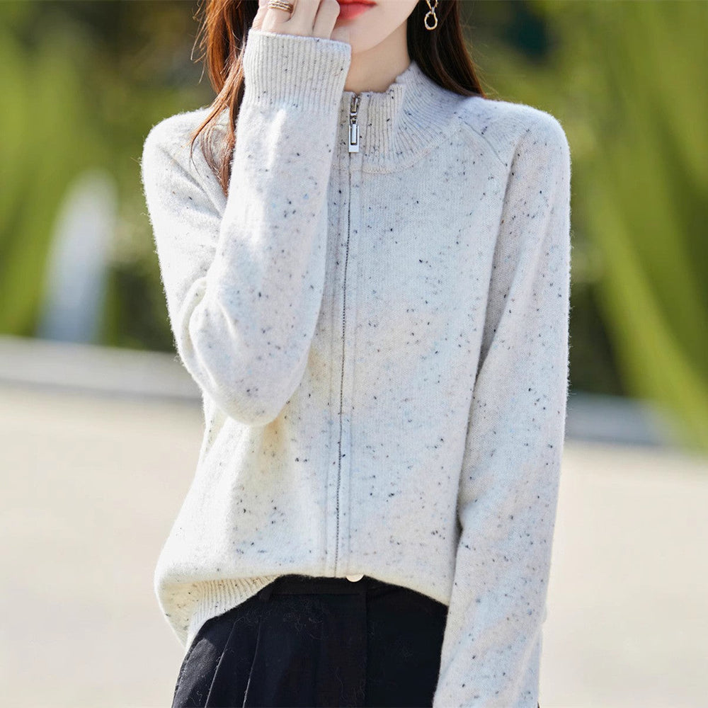 Saoirse | Women's Funnel Neck Zip Up Sweater Knitted
