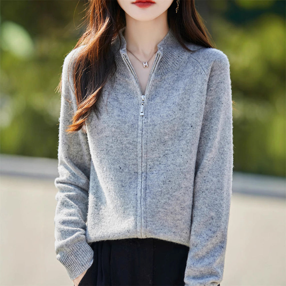 Saoirse | Women's Funnel Neck Zip Up Sweater Knitted