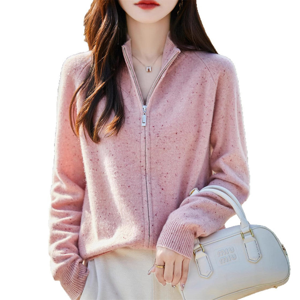 Saoirse | Women's Funnel Neck Zip Up Sweater Knitted