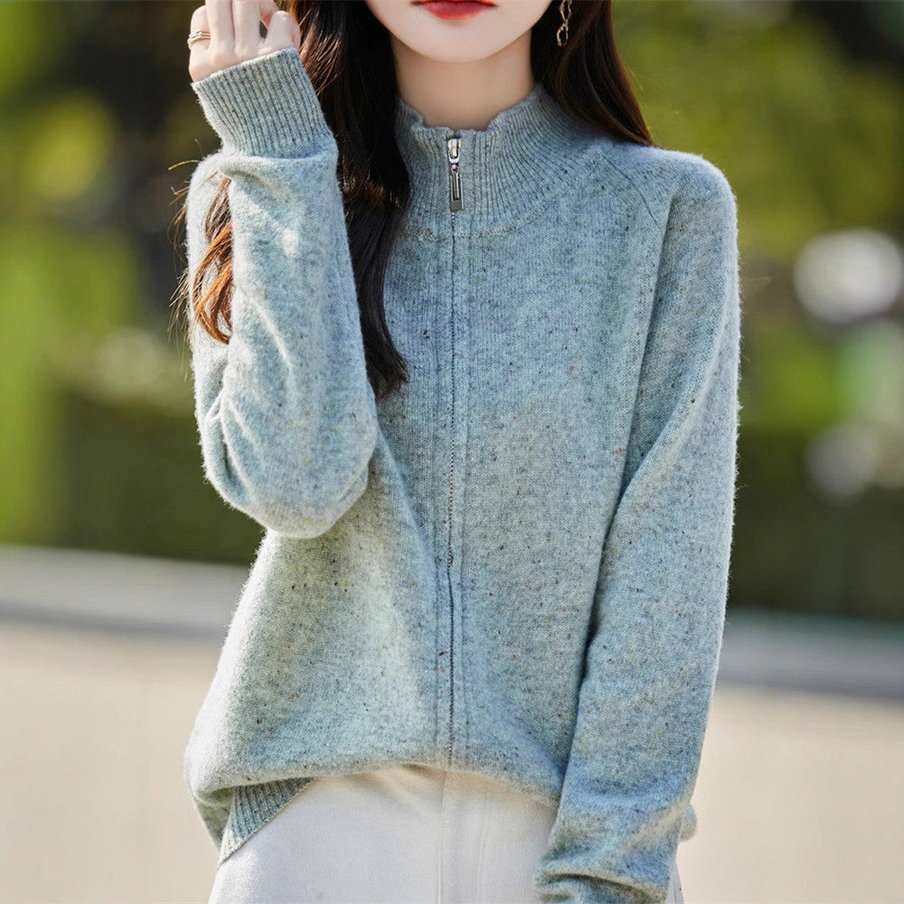 Saoirse | Women's Funnel Neck Zip Up Sweater Knitted