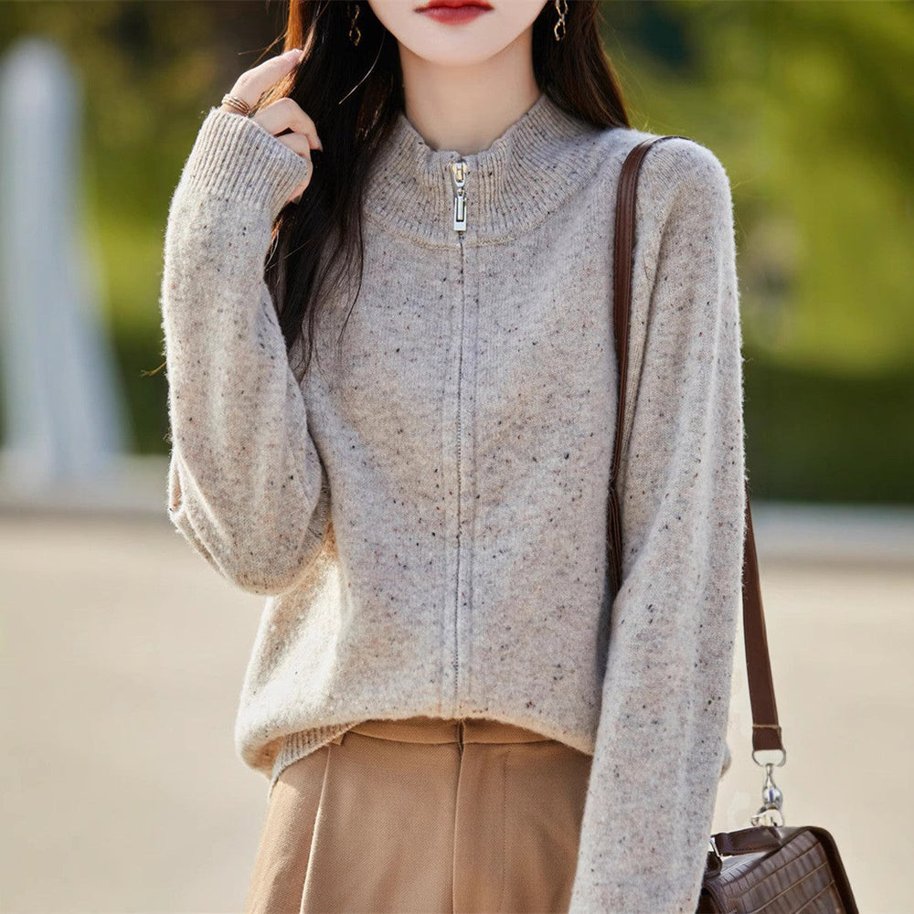 Saoirse | Women's Funnel Neck Zip Up Sweater Knitted