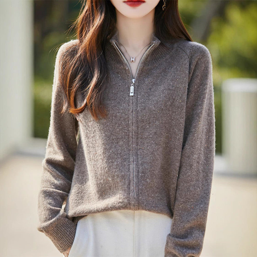 Saoirse | Women's Funnel Neck Zip Up Sweater Knitted