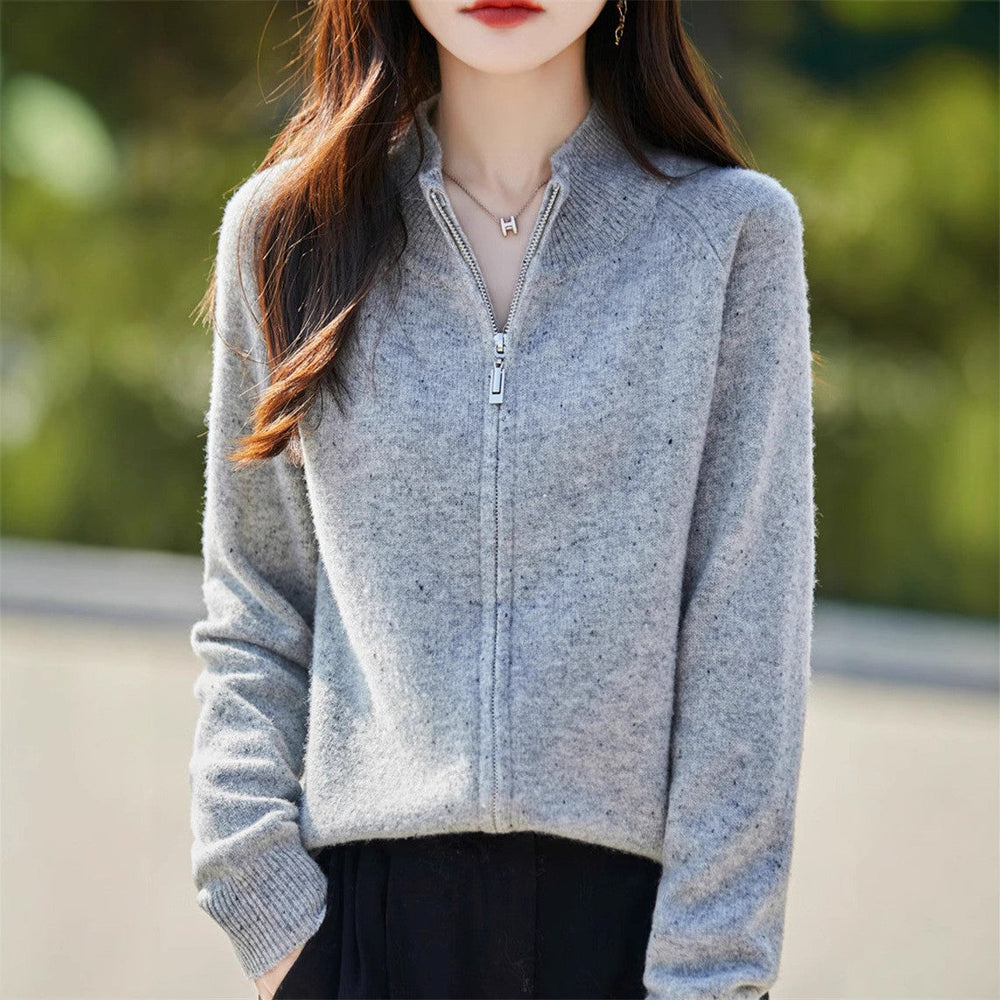 Saoirse | Women's Funnel Neck Zip Up Sweater Knitted