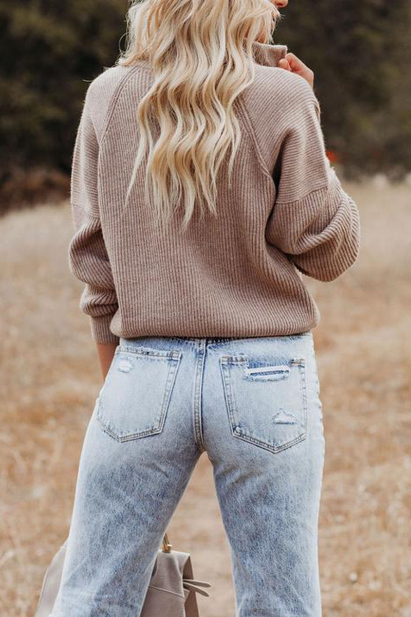 Serena | Women's Funnel Neck Zip Up Knitted Sweater