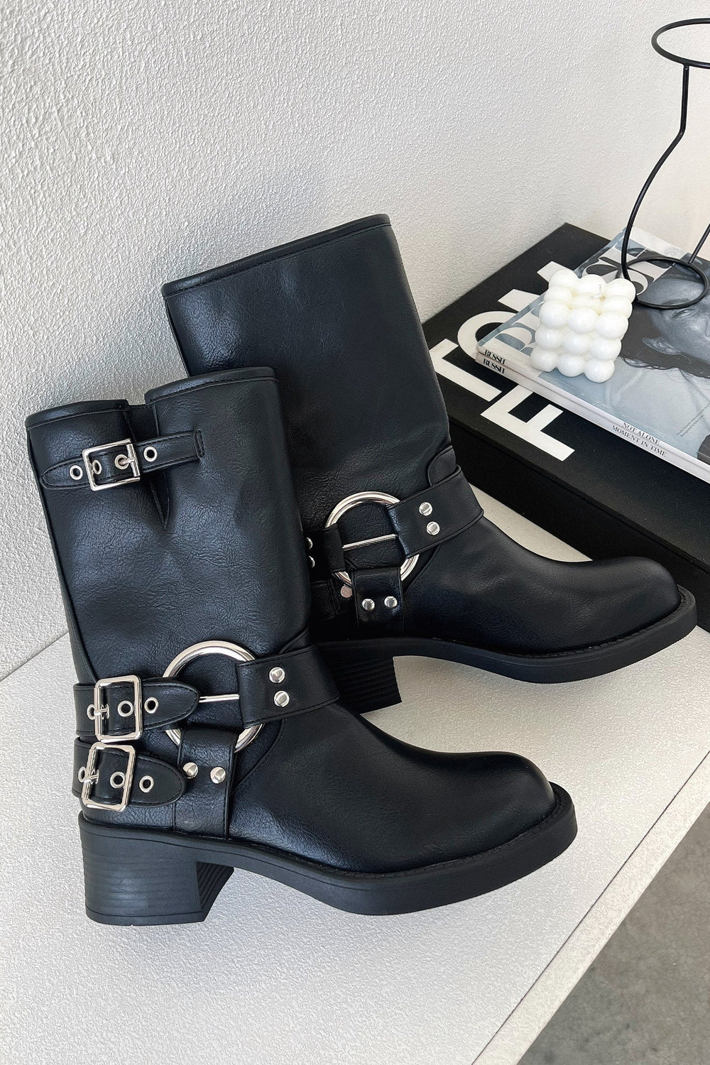 Lydia - Women's Short Black Leather Boots