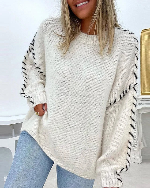 Ilse - Women's Contrast Stitch Knitted Sweater