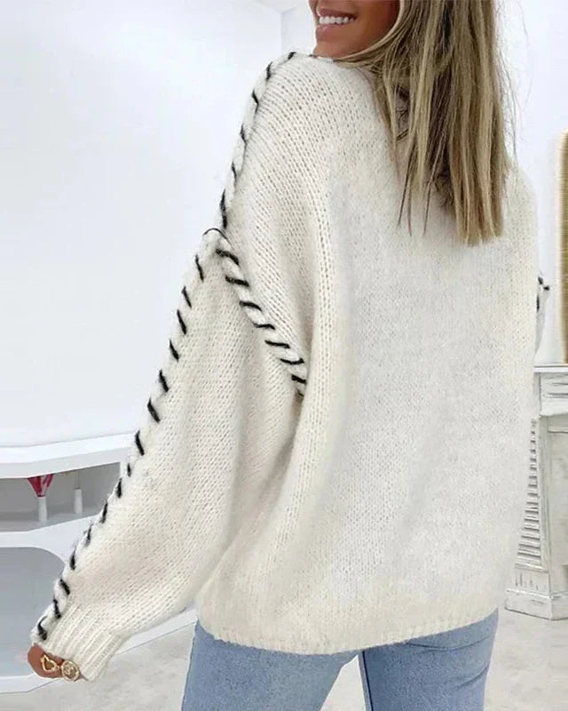 Ilse - Women's Contrast Stitch Knitted Sweater