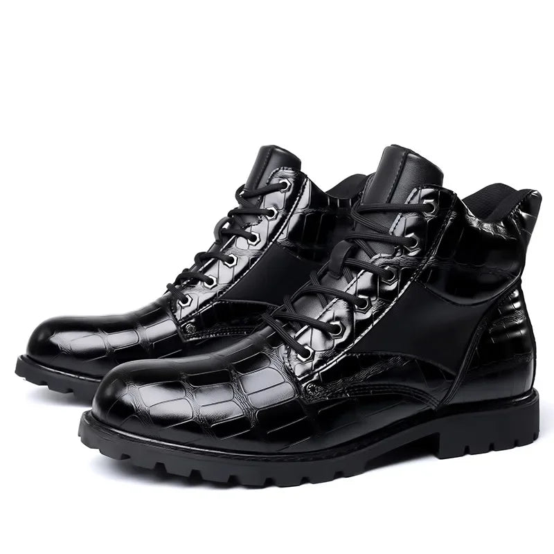 Jules - Men's Textured Croc Leather Boots