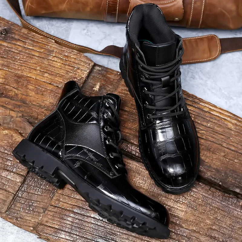 Jules - Men's Textured Croc Leather Boots