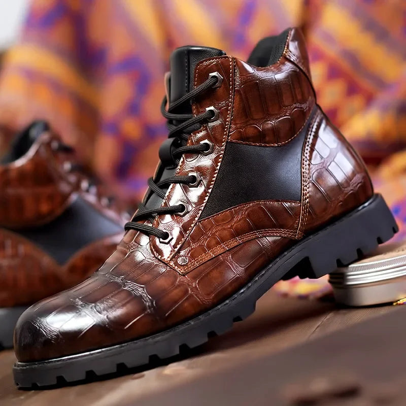 Jules - Men's Textured Croc Leather Boots