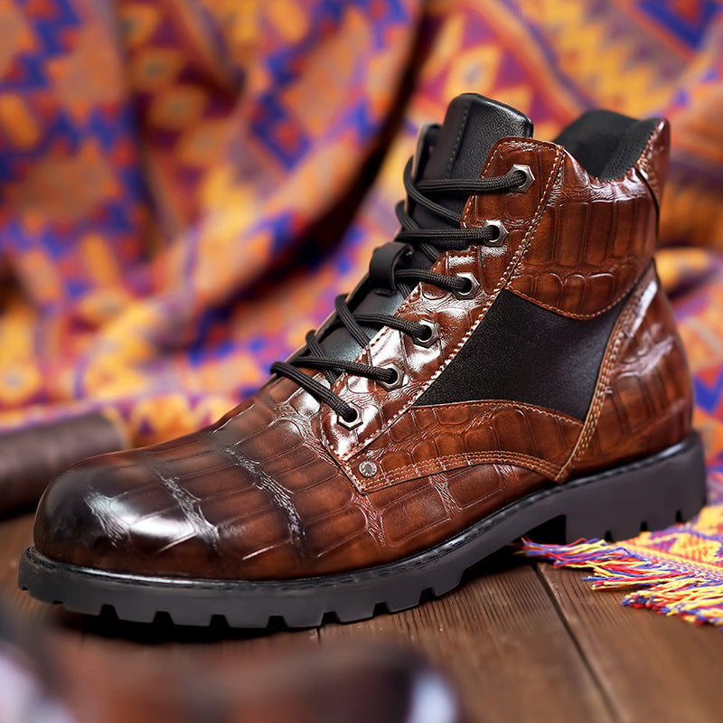 Jules - Men's Textured Croc Leather Boots