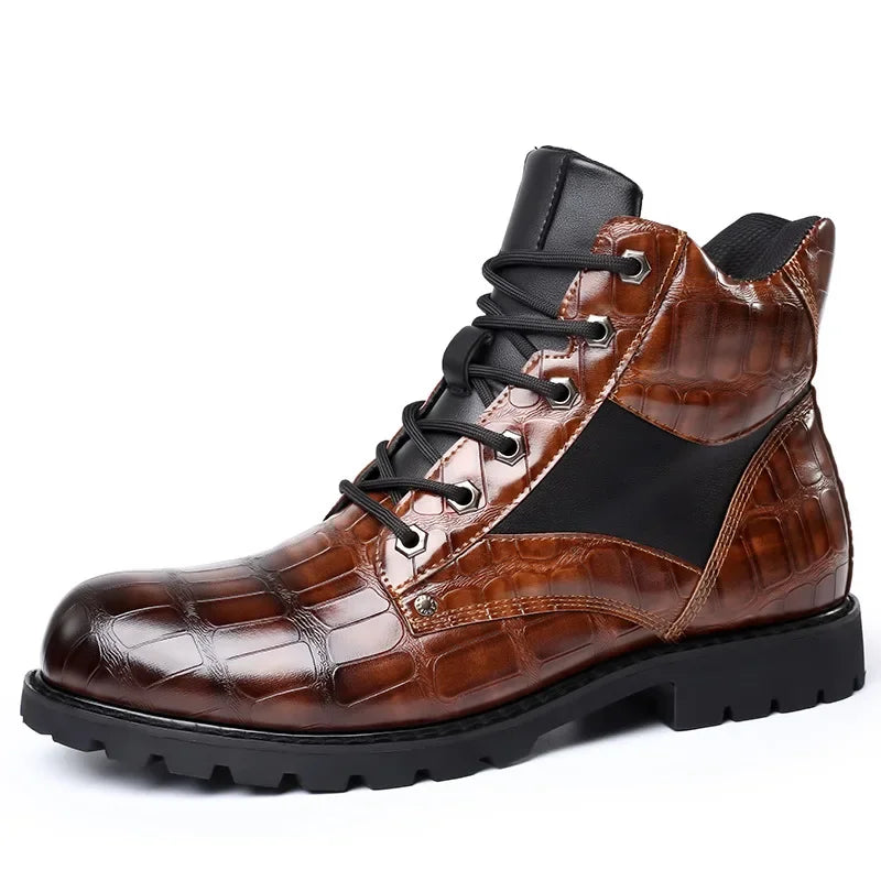 Jules - Men's Textured Croc Leather Boots