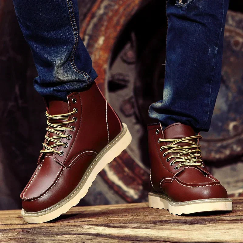 Kenneth - Men's Rugged Lace-Up Leather Boots