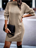 Rhiannon - Women's Roll-Neck Sweater Dress