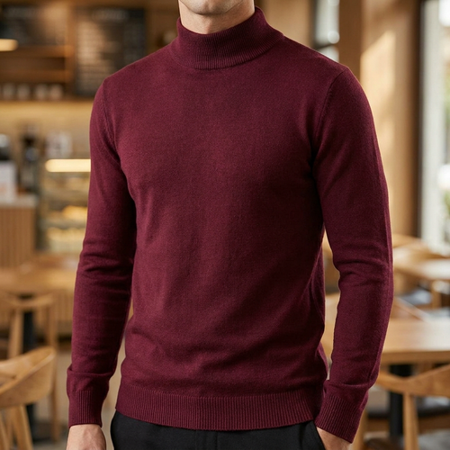 Harvey - Men's Fitted Fine-Knit Turtleneck Sweater
