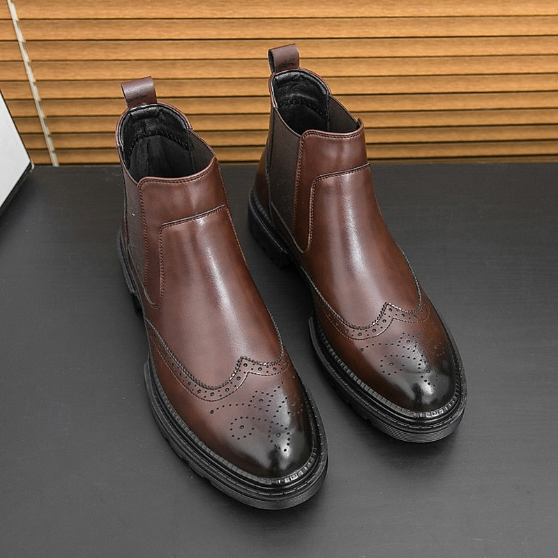 Lionel - Men's Wingtip Brogue Chelsea Boots