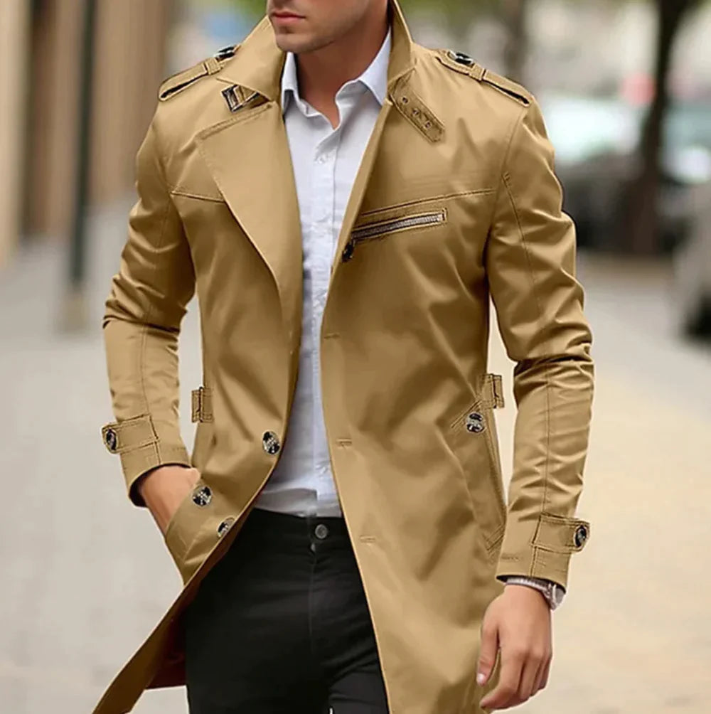 Barnaby - Men's Long Tailored Trench Coat