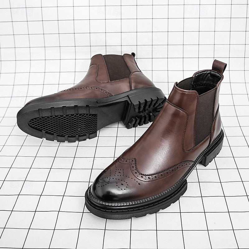 Lionel - Men's Wingtip Brogue Chelsea Boots