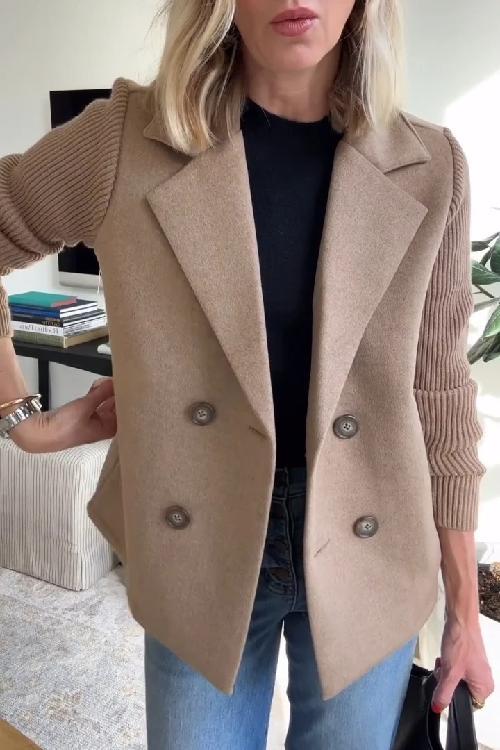 Emmeline - Women's Knit-Sleeve Contrast Blazer