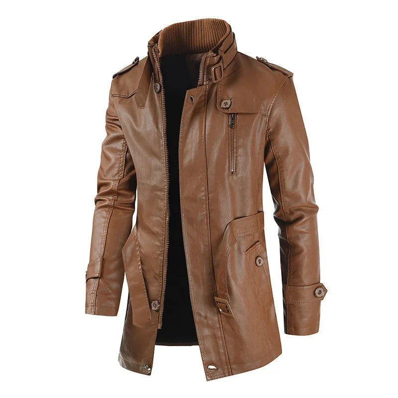 Arlo - Men's Long Biker Leather Jacket