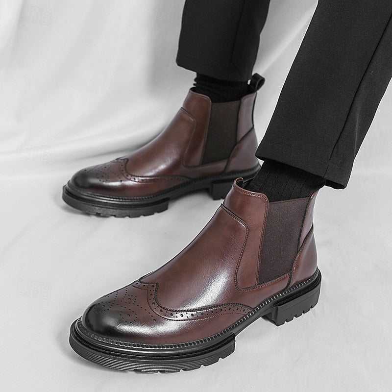 Lionel - Men's Wingtip Brogue Chelsea Boots