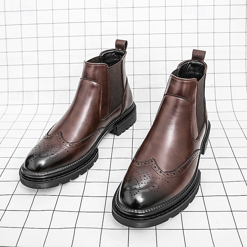 Lionel - Men's Wingtip Brogue Chelsea Boots